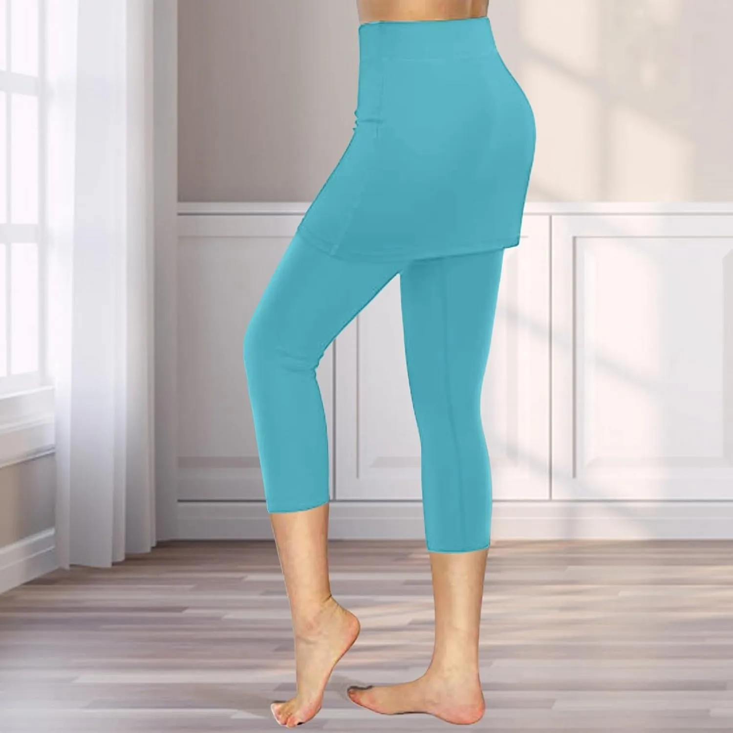 Skirt Pants for Women 2025 Summer Hight Waisted Tummy Control Tennis Golf Skorts Cute Yoga Capri Leggings with Skirts
