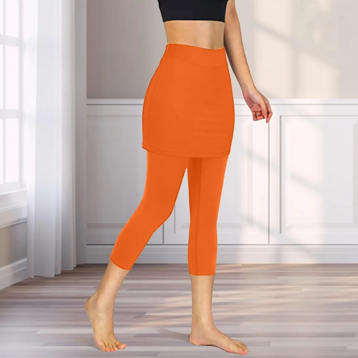 Skirted Leggings for Women 2025 Plus Size Tennis Golf Short Skort Capris Gym Tennis Yoga Athletic Legging with Skirts