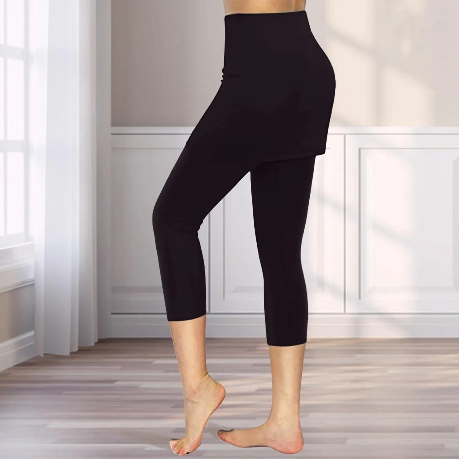 Skirted Leggings for Women 2025 Plus Size Tennis Golf Short Skort Capris Gym Tennis Yoga Athletic Legging with Skirts