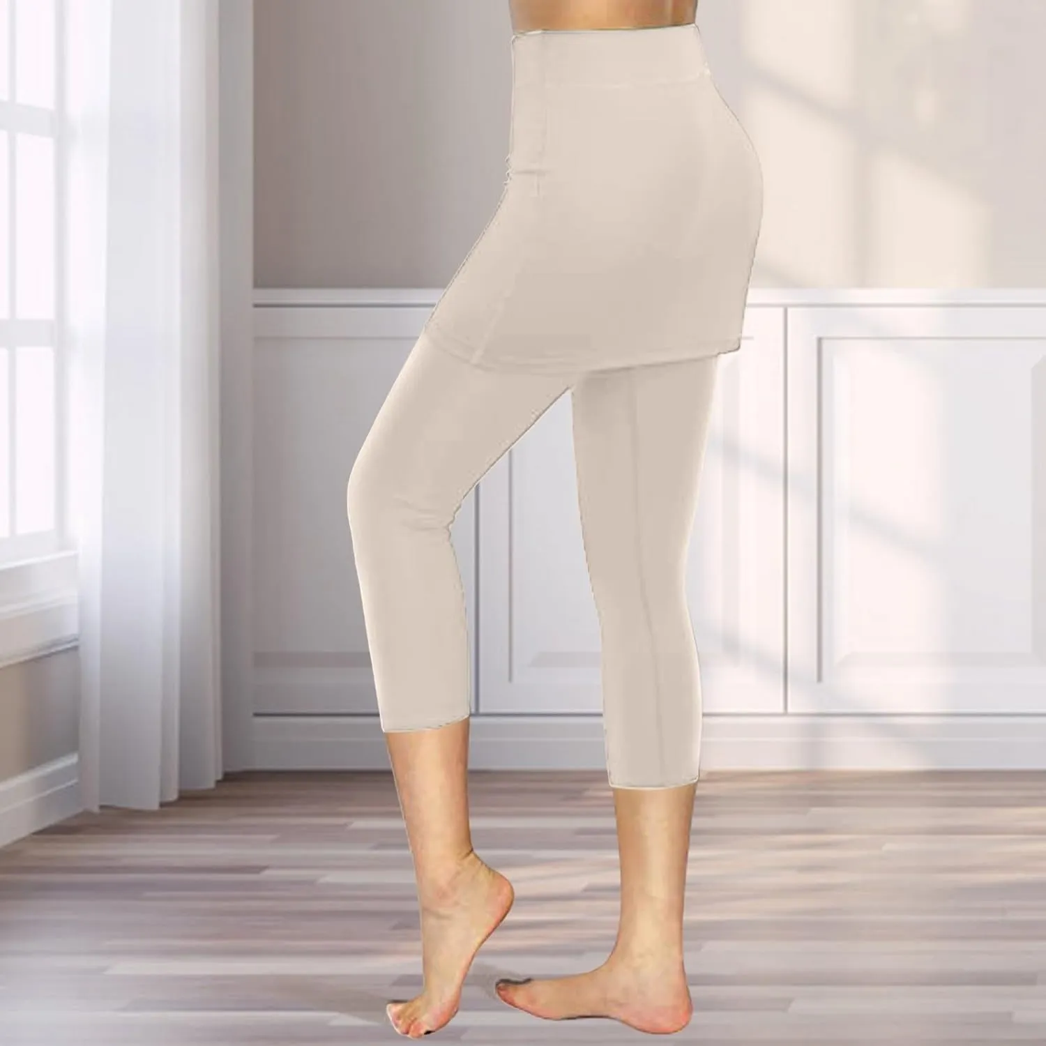 Skirted Leggings for Women 2025 Summer Golf Skorts Capris Gym Tennis Stretchy Soft Yoga Workout Legging with Skirts