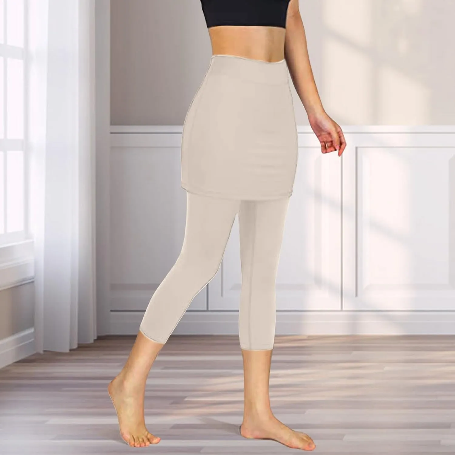 Skirted Leggings for Women 2025 Summer Golf Skorts Capris Gym Tennis Stretchy Soft Yoga Workout Legging with Skirts