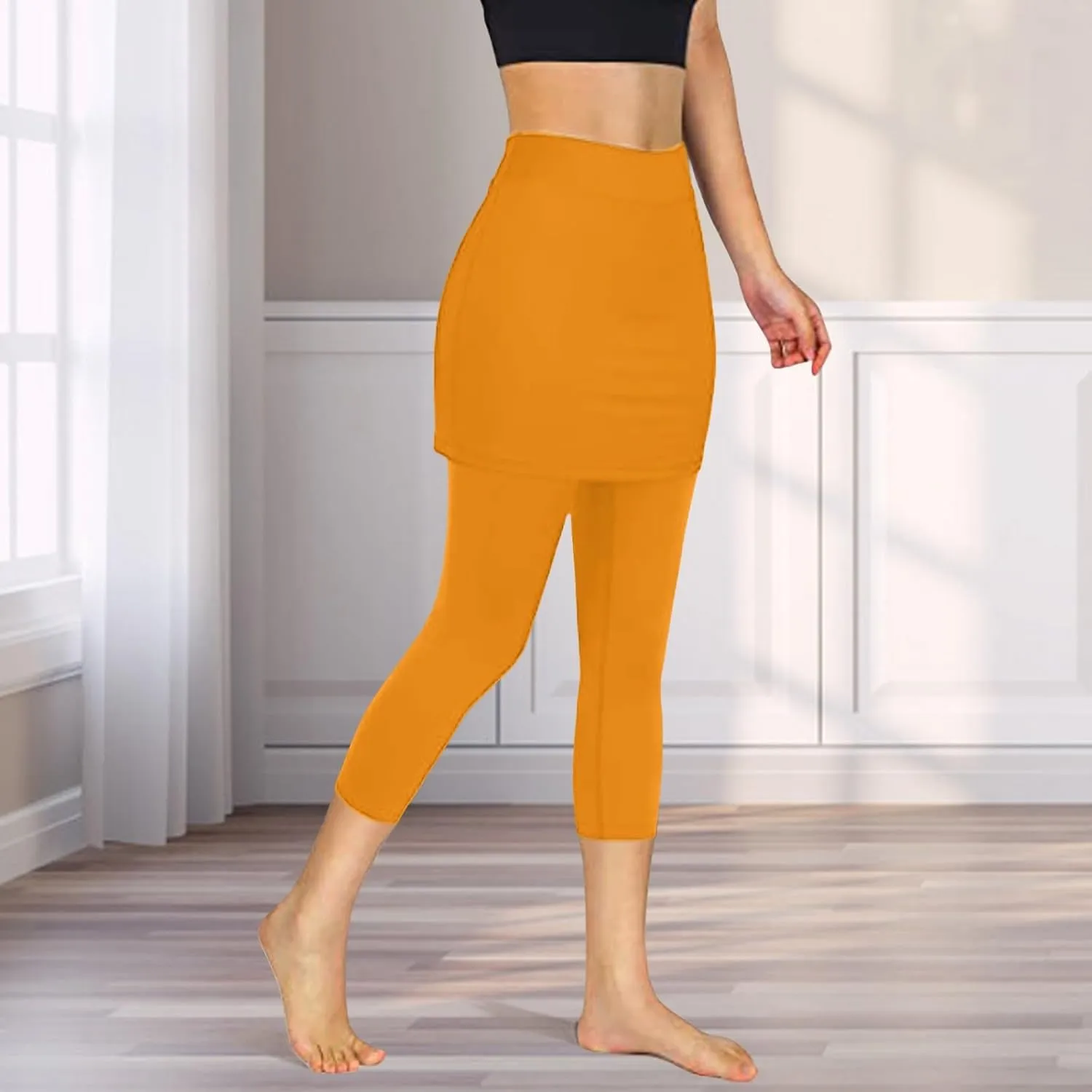Skirted Leggings for Women 2025 Summer Stretchy Soft Skorts Capris Gym Tennis Golf Yoga Workout Legging with Skirts