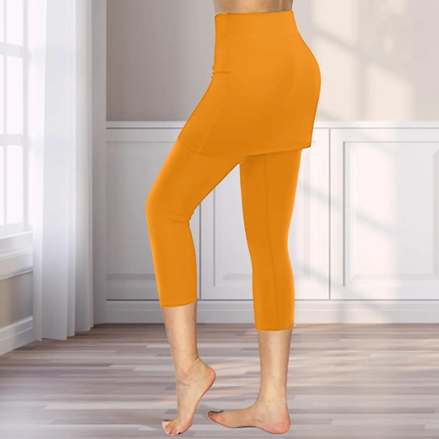 Skirted Leggings for Women 2025 Summer Stretchy Soft Skorts Capris Gym Tennis Golf Yoga Workout Legging with Skirts