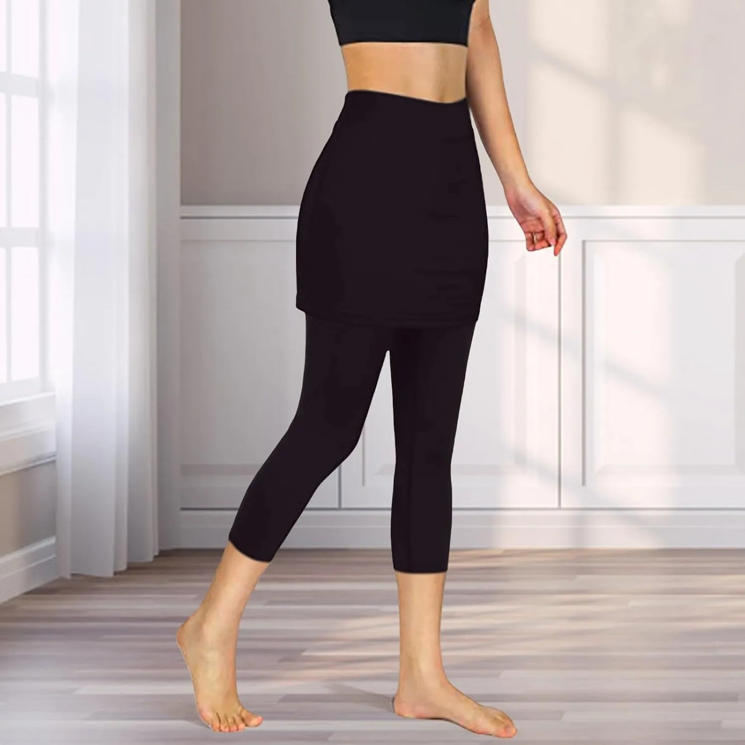 Skirted Leggings for Women 2025 Tennis Golf Skorts Capris Pickleball Clothing Outfits Gym Yoga Leggings with Skirts