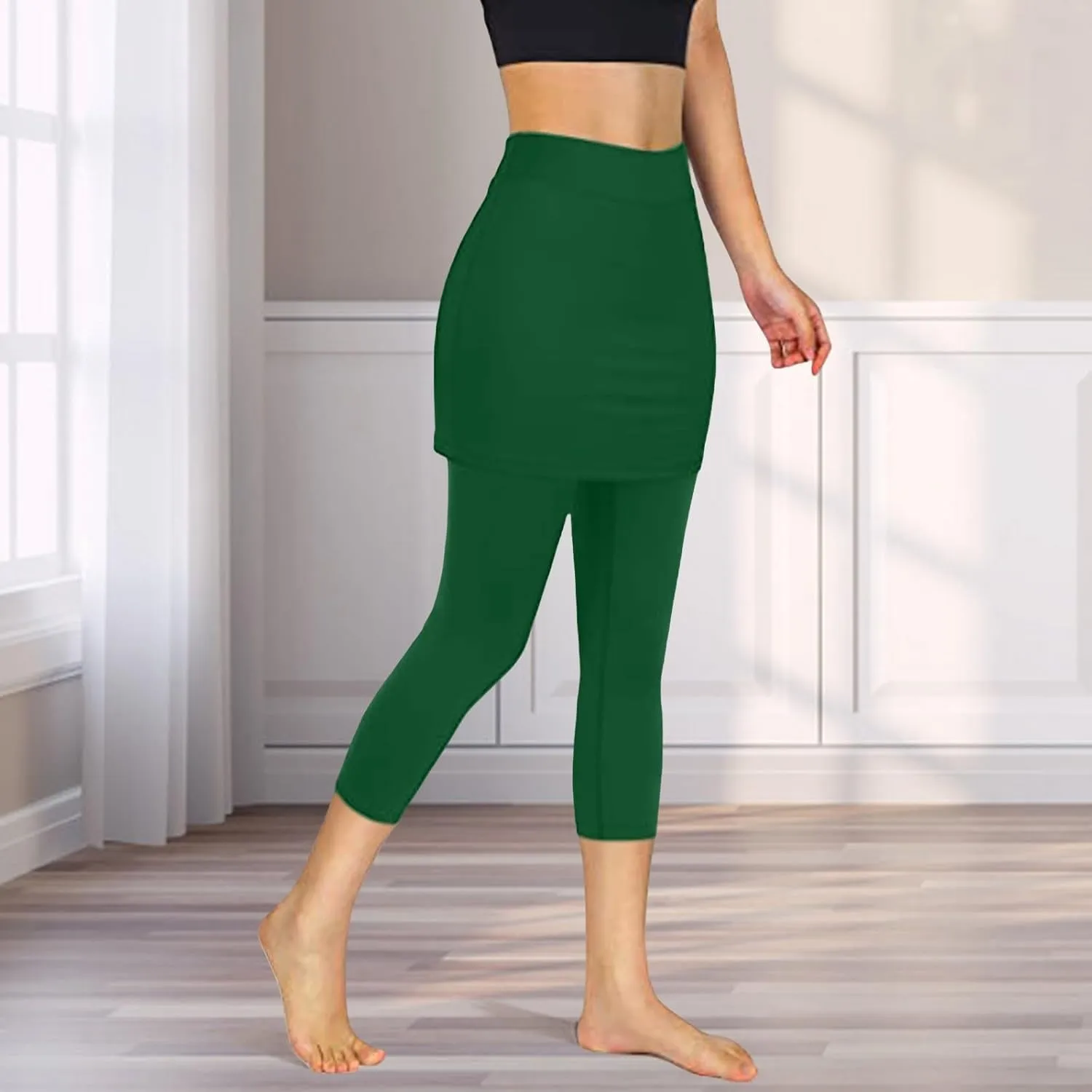 Skirted Leggings for Women 2025 Tennis Golf Skorts Capris Pickleball Clothing Outfits Gym Yoga Leggings with Skirts