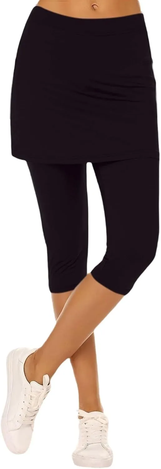 Skirted Leggings for Women 2025 Tennis Golf Skorts Capris Pickleball Clothing Outfits Gym Yoga Leggings with Skirts