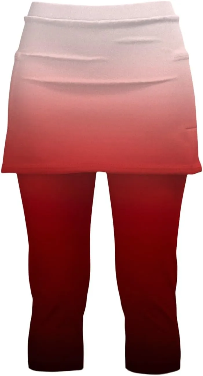 Skirted Leggings for Women Elastic Waist Athletic Pickleball Tennis Skorts Capris Workout Gym Yoga Legging with Skirt