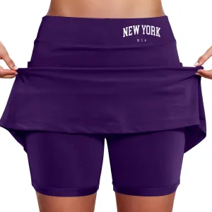 Skorts for Women with Pocket Casual Plus Size Tummy Control Tennis Skirts with Shorts Underneath High Waist Golf Skirt