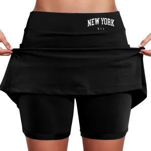 Skorts for Women with Pocket Casual Plus Size Tummy Control Tennis Skirts with Shorts Underneath High Waist Golf Skirt