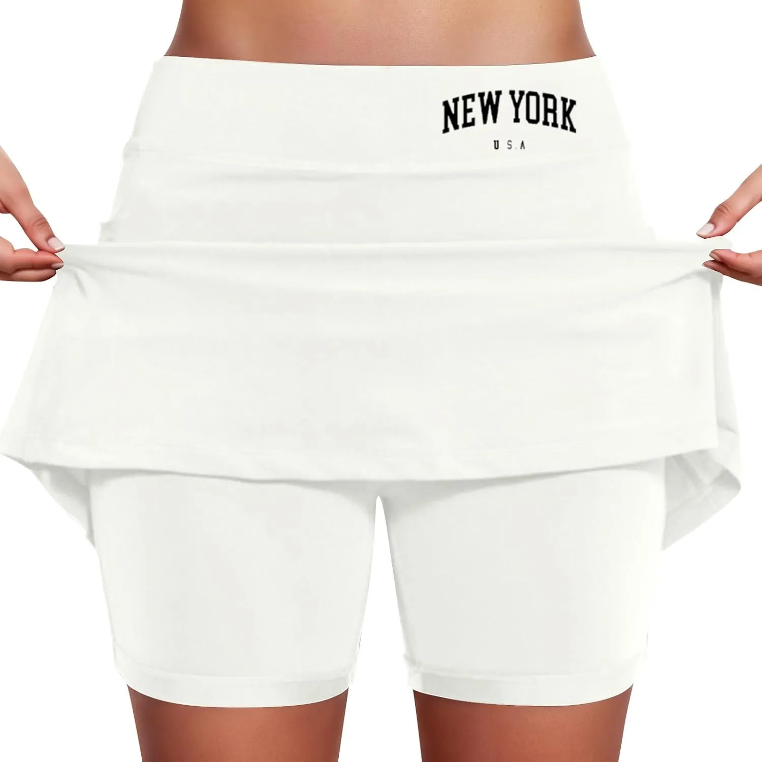 Skorts for Women with Pocket Casual Plus Size Tummy Control Tennis Skirts with Shorts Underneath High Waist Golf Skirt