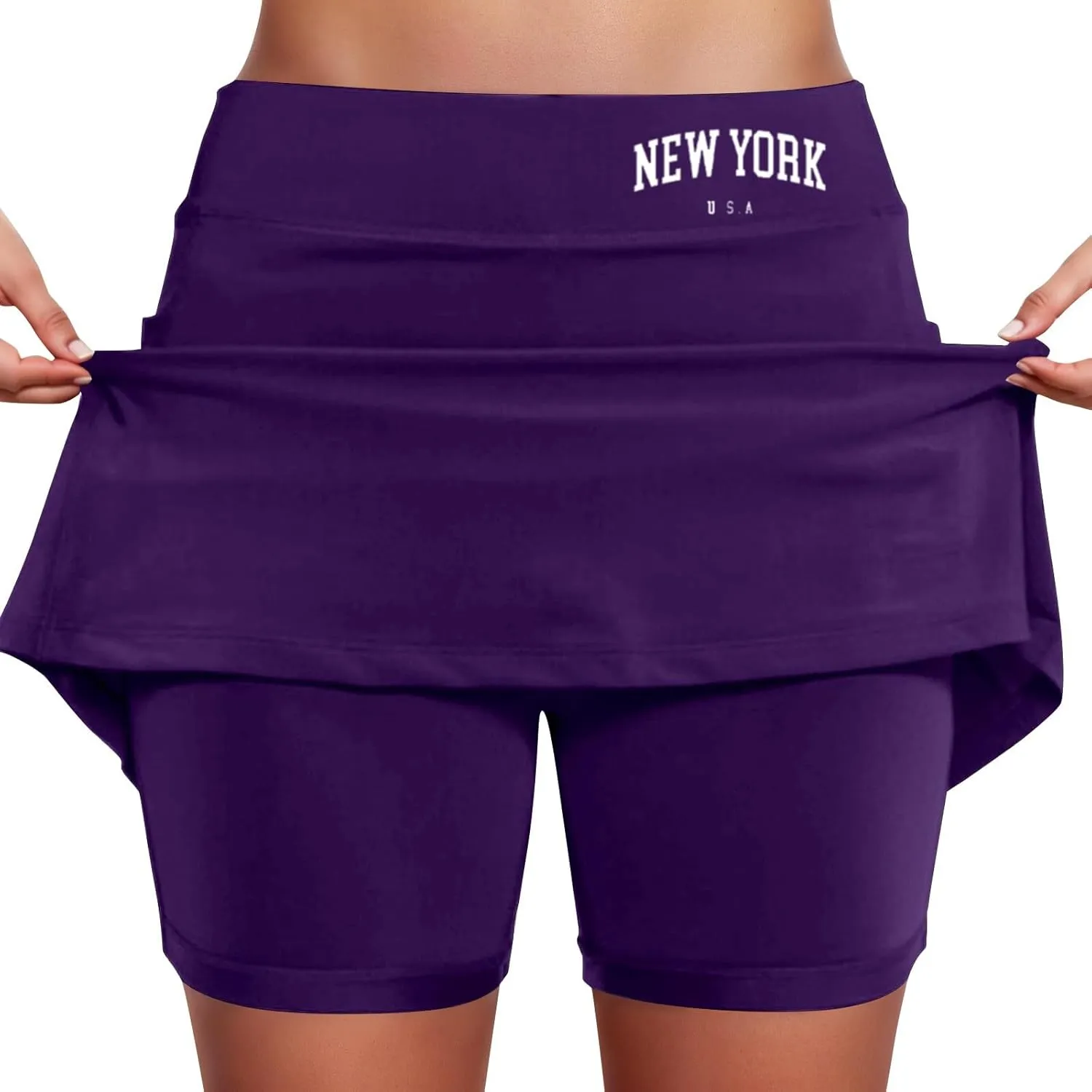 Skorts for Women with Pocket Casual Plus Size Tummy Control Tennis Skirts with Shorts Underneath High Waist Golf Skirt
