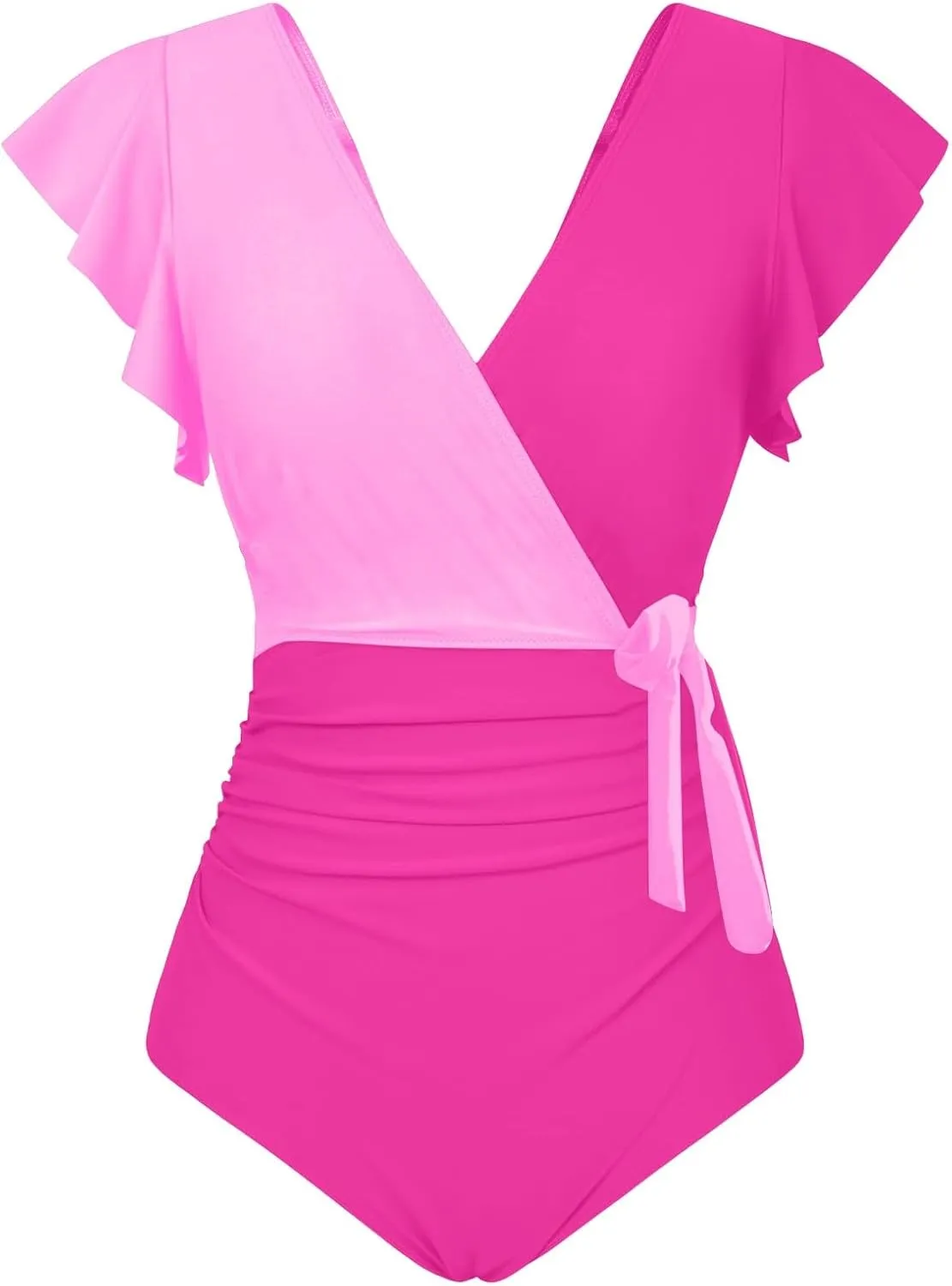 Slimming Swimsuits for Women Color Block Slimming Swimsuits Halter Push up Bathing Suits Retro Ruched Swimwear