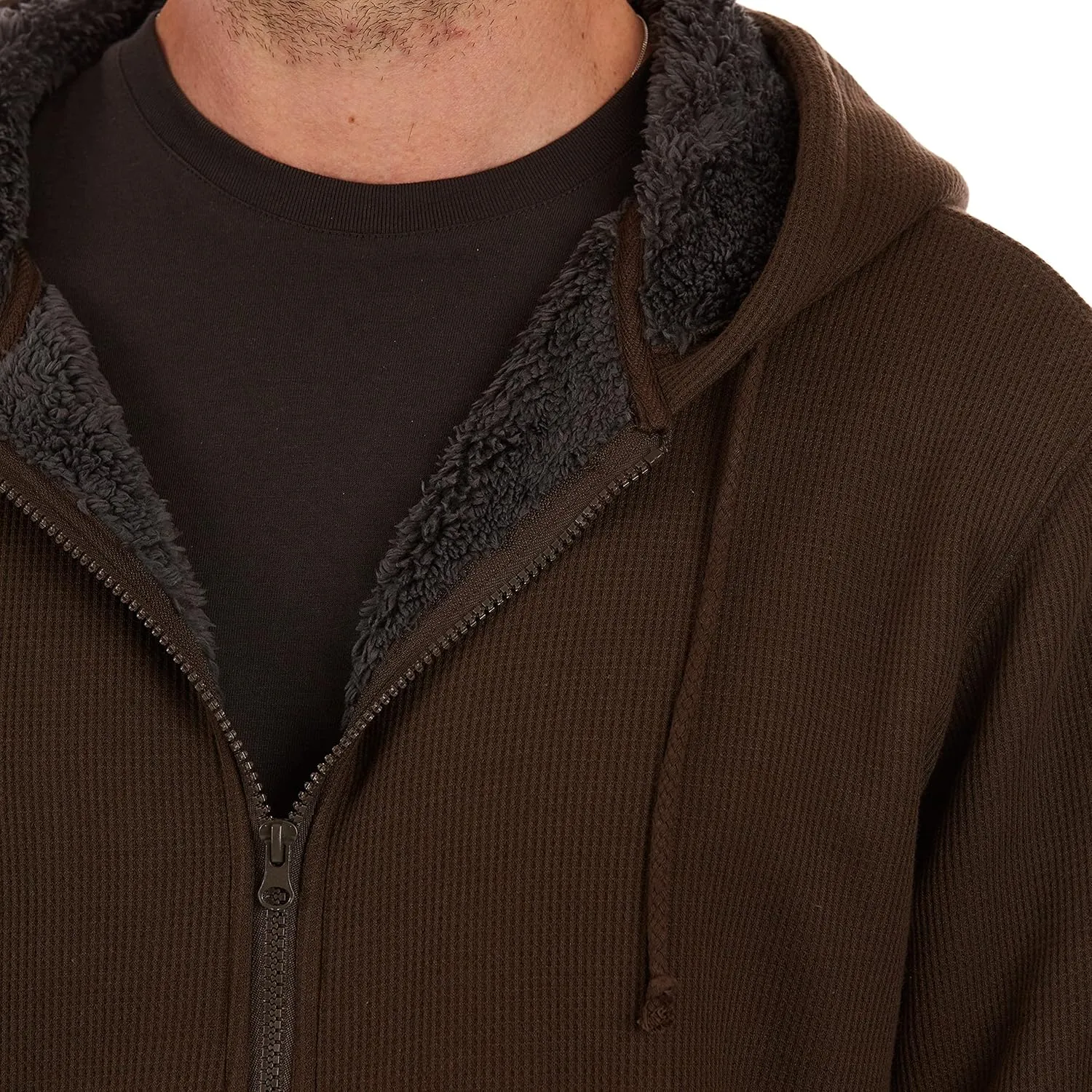 Smith's Workwear Men's Sherpa-Bonded Thermal Knit Hooded Jacket