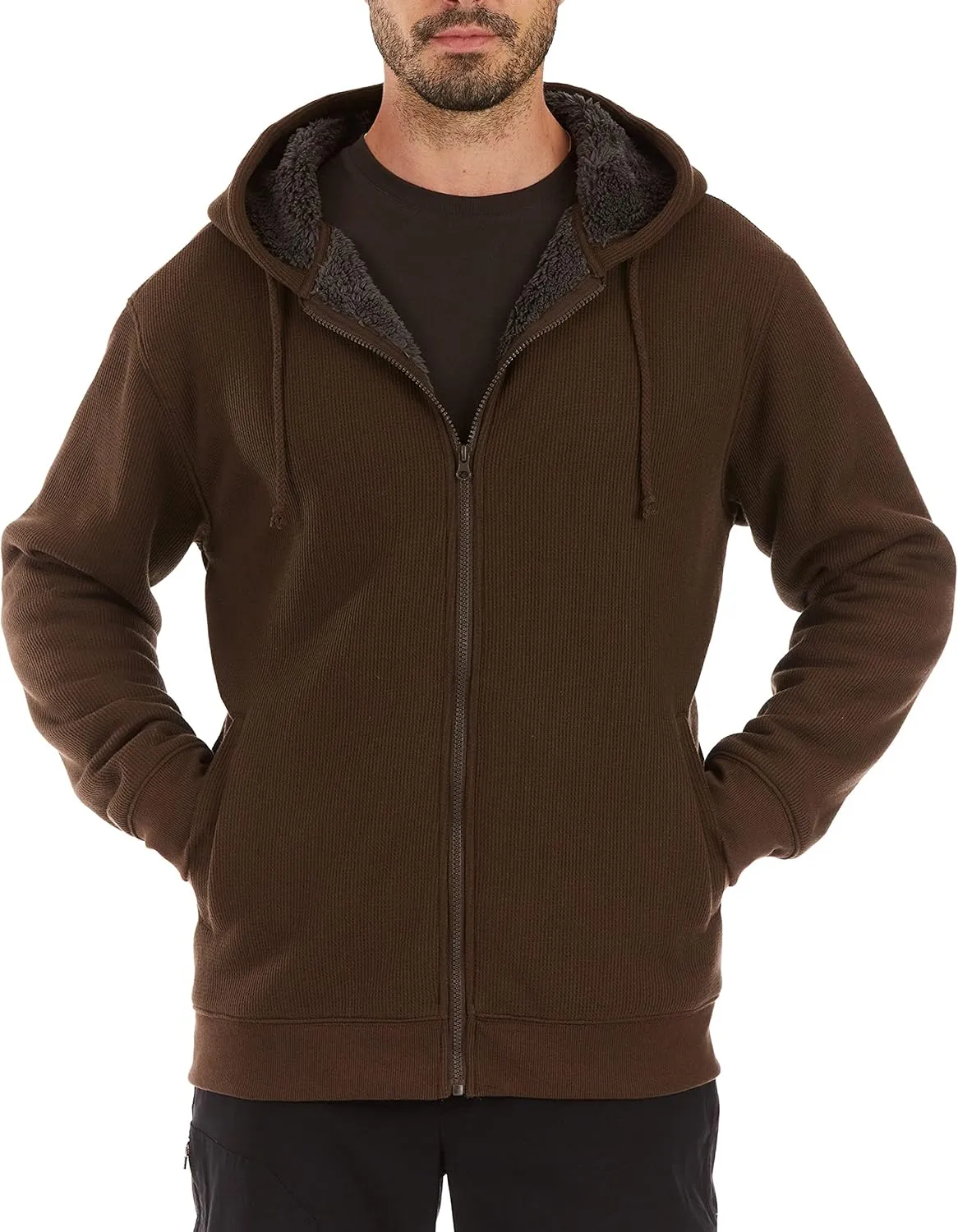 Smith's Workwear Men's Sherpa-Bonded Thermal Knit Hooded Jacket
