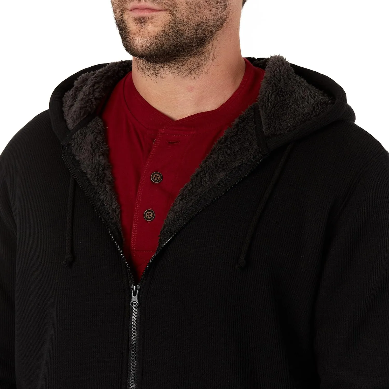 Smith's Workwear Men's Sherpa-Bonded Thermal Knit Hooded Jacket