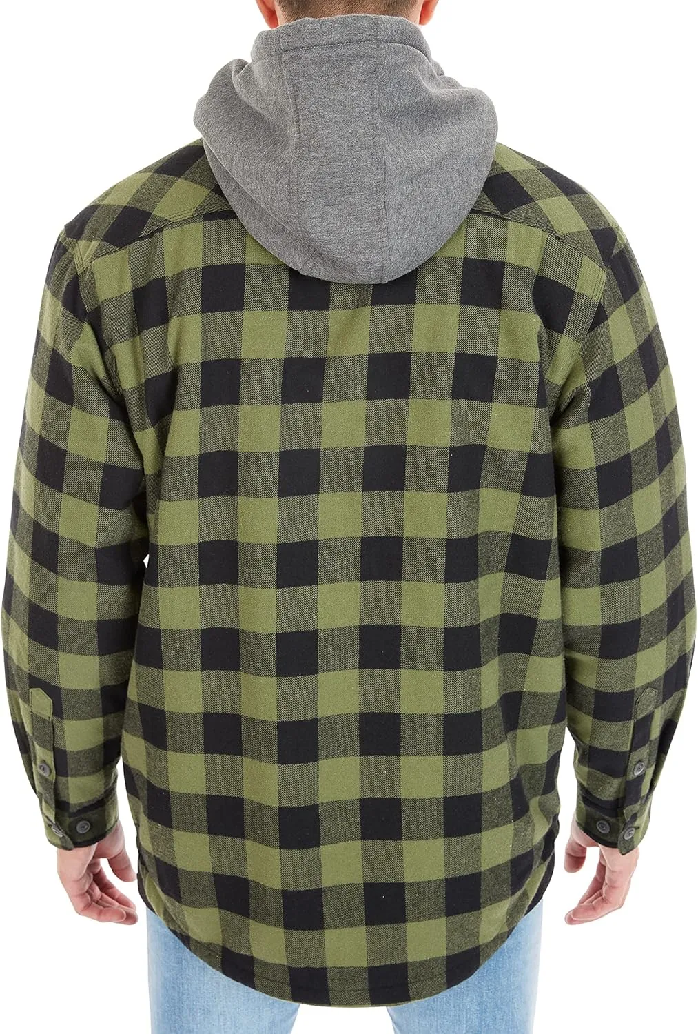 Smith's Workwear Men's Sherpa-Lined Hooded Flannel Shirt Jacket