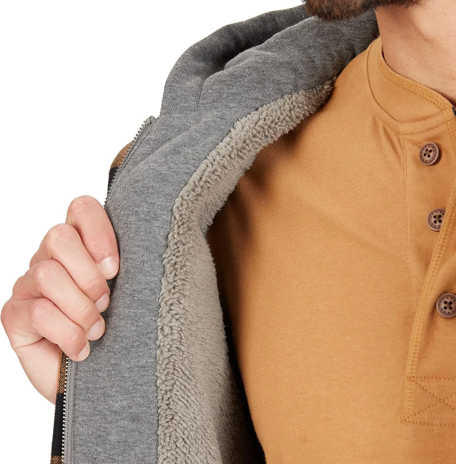 Smith's Workwear Men's Sherpa-Lined Hooded Flannel Shirt Jacket