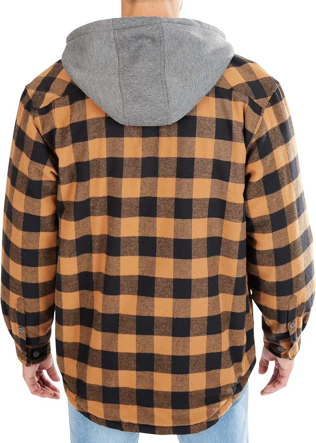 Smith's Workwear Men's Sherpa-Lined Hooded Flannel Shirt Jacket