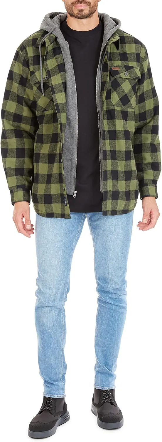 Smith's Workwear Men's Sherpa-Lined Hooded Flannel Shirt Jacket