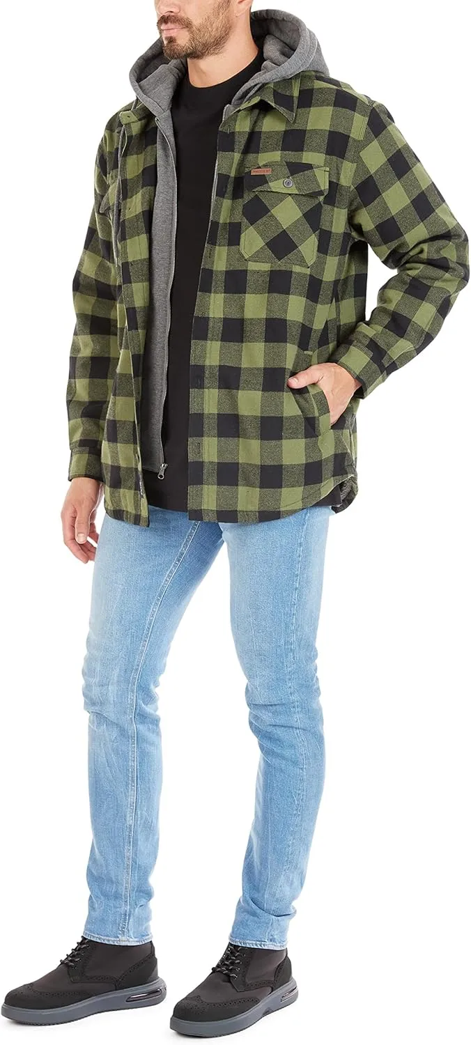 Smith's Workwear Men's Sherpa-Lined Hooded Flannel Shirt Jacket