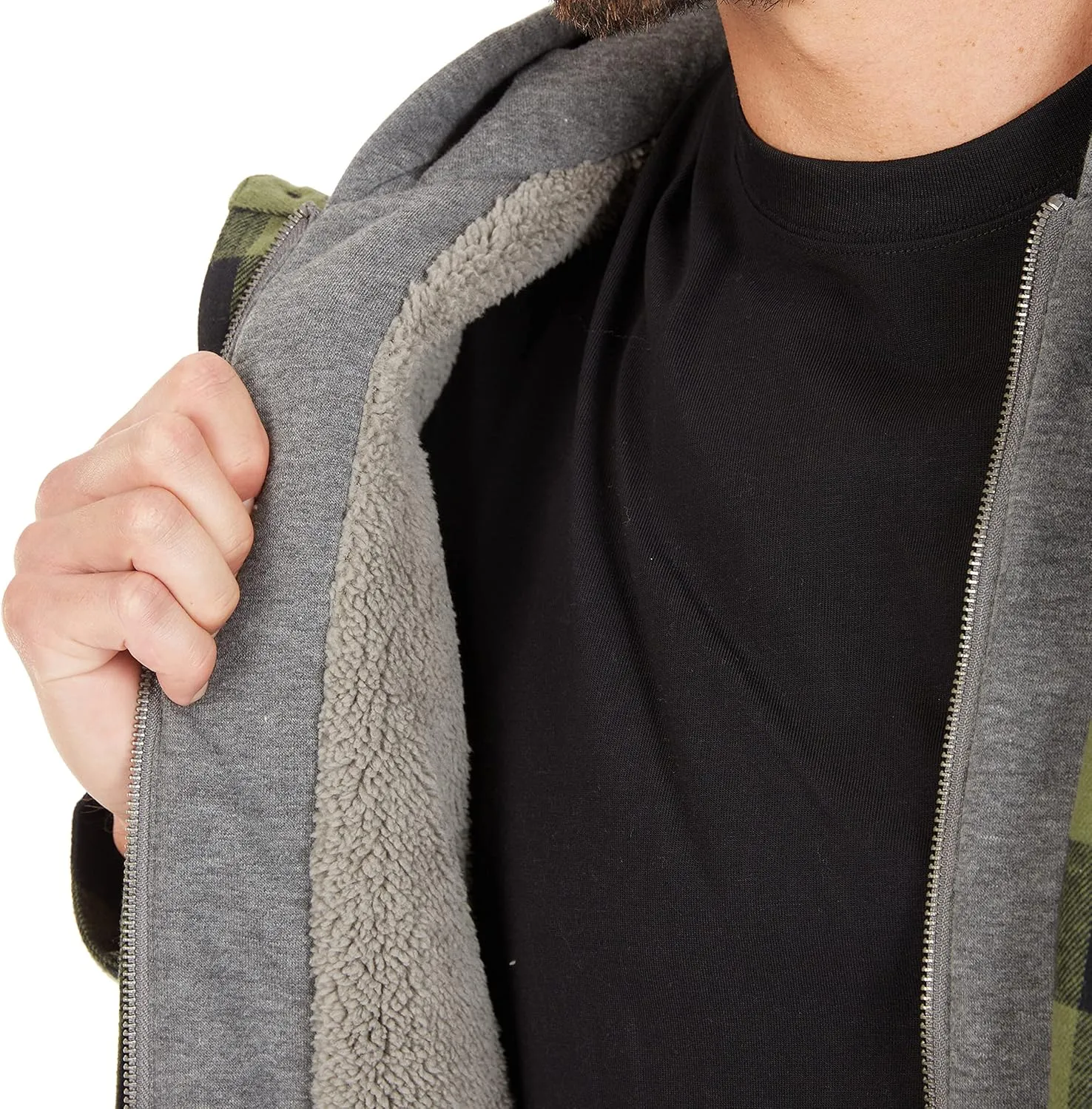 Smith's Workwear Men's Sherpa-Lined Hooded Flannel Shirt Jacket