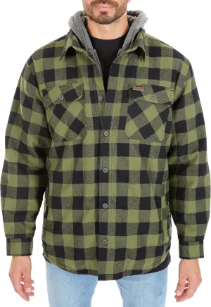 Smith's Workwear Men's Sherpa-Lined Hooded Flannel Shirt Jacket