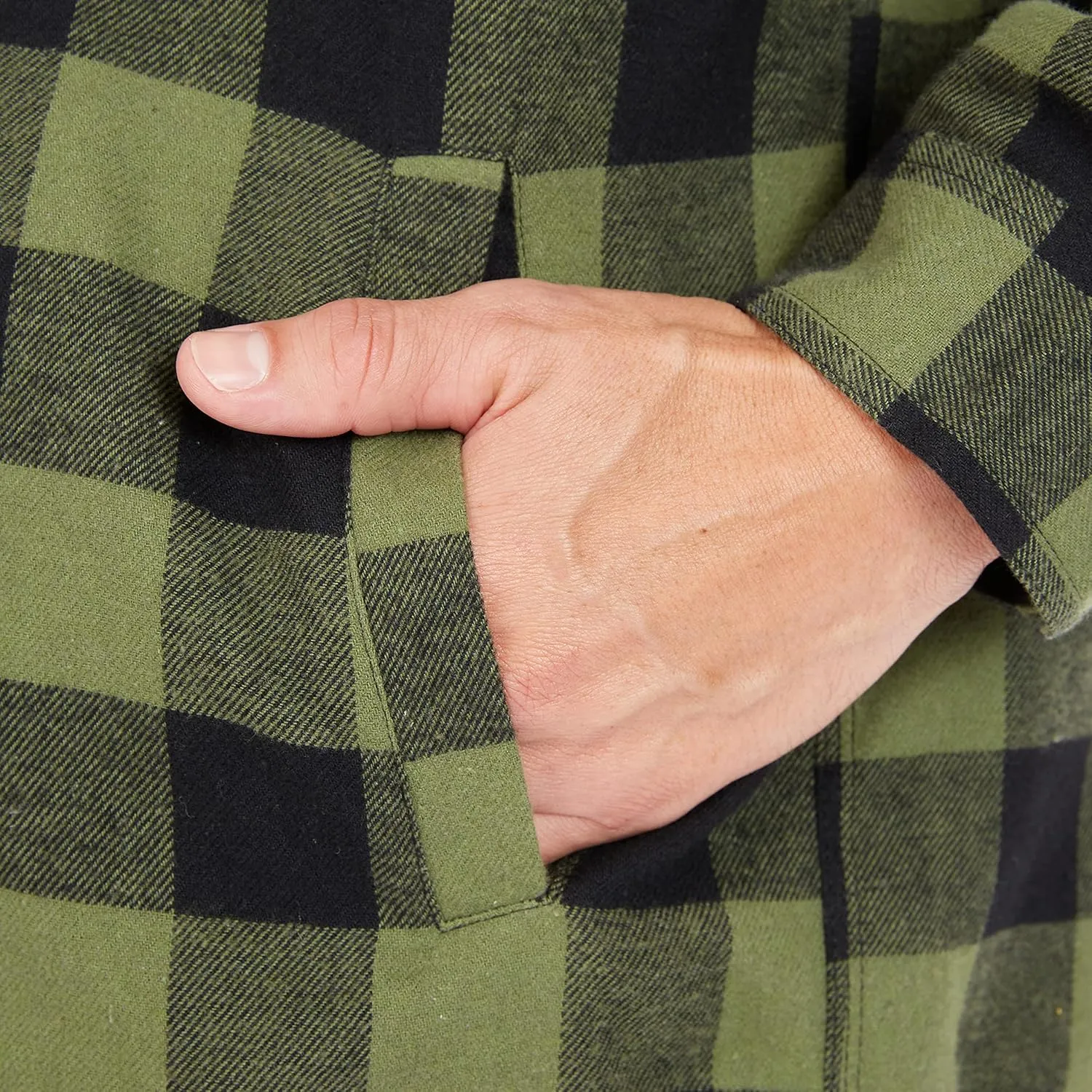 Smith's Workwear Men's Sherpa-Lined Hooded Flannel Shirt Jacket