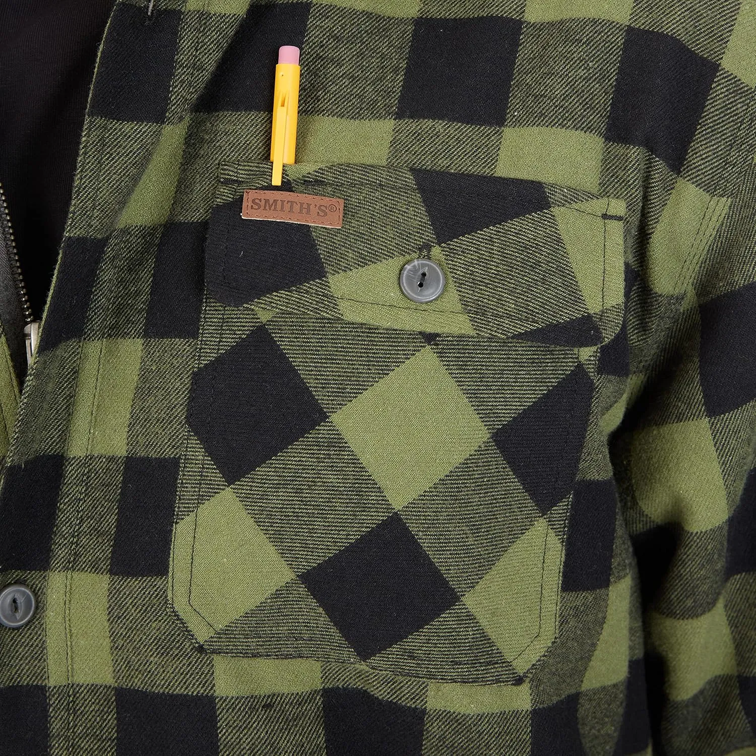 Smith's Workwear Men's Sherpa-Lined Hooded Flannel Shirt Jacket