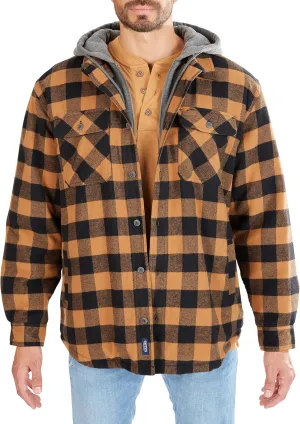 Smith's Workwear Men's Sherpa-Lined Hooded Flannel Shirt Jacket