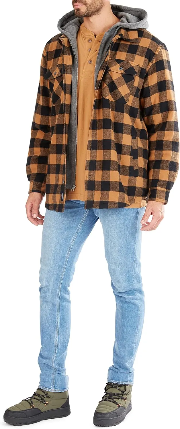 Smith's Workwear Men's Sherpa-Lined Hooded Flannel Shirt Jacket