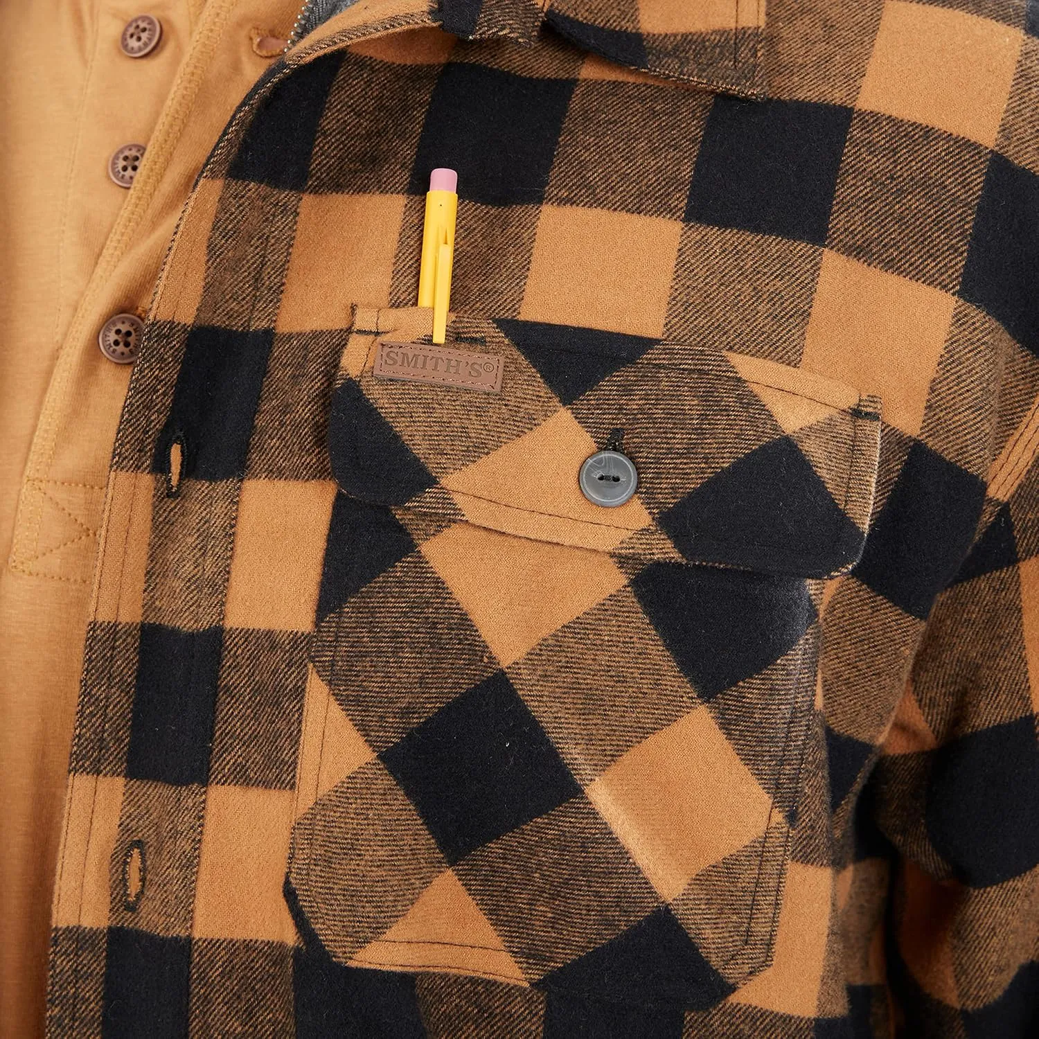 Smith's Workwear Men's Sherpa-Lined Hooded Flannel Shirt Jacket