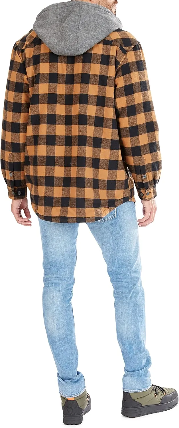 Smith's Workwear Men's Sherpa-Lined Hooded Flannel Shirt Jacket
