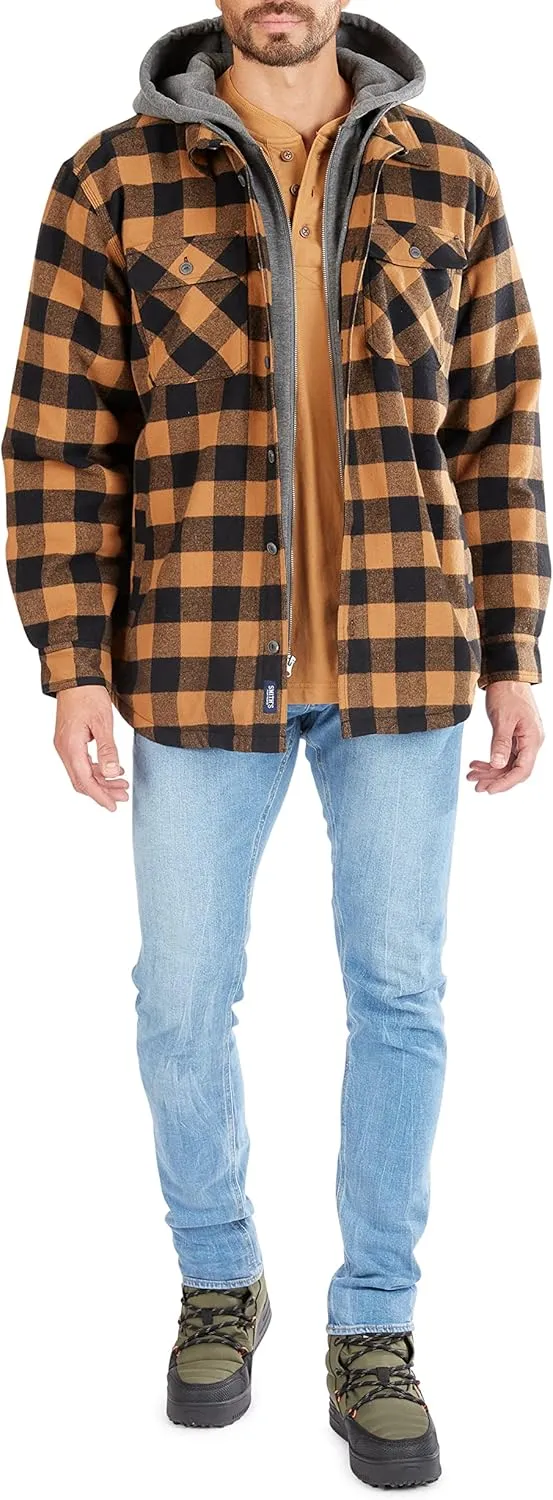 Smith's Workwear Men's Sherpa-Lined Hooded Flannel Shirt Jacket