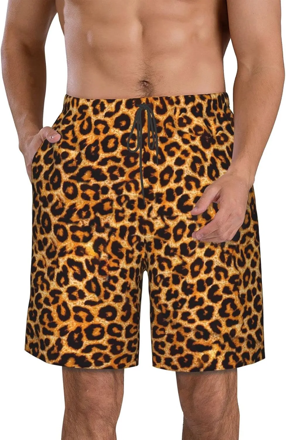 SWEET TANG Men's Soft Short Pants Breathable Beachwear Loose Shorts with Pockets