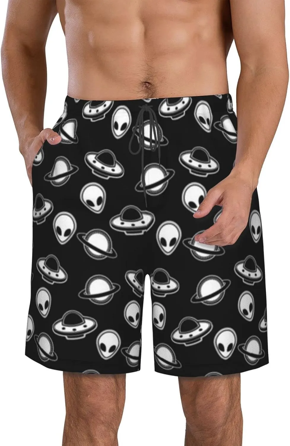 SWEET TANG Men's Soft Short Pants Breathable Beachwear Loose Shorts with Pockets