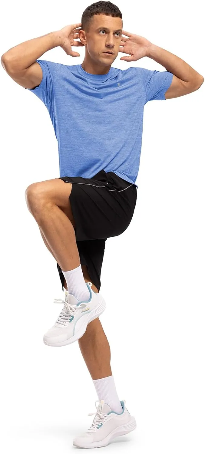 TBMPOY Men's Workout Dry Fit T-Shirt Quick Dry UPF 50  Athletic Shirt Moisture Wicking Lightweight Top Running Activewear
