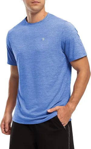 TBMPOY Men's Workout Dry Fit T-Shirt Quick Dry UPF 50  Athletic Shirt Moisture Wicking Lightweight Top Running Activewear
