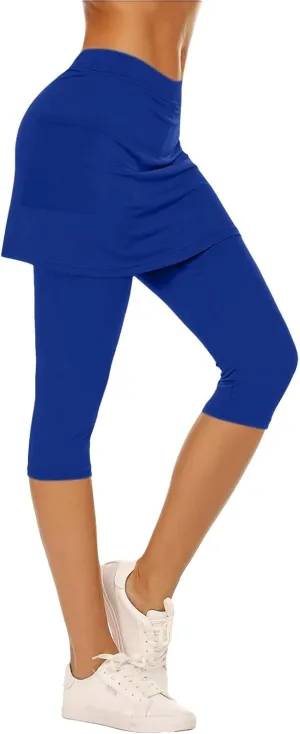 Tennis Skirt with Leggings for Women Solid Skirt Match Booty Lifting Capri Leggings 2025 Workout Gym Yoga Clothes