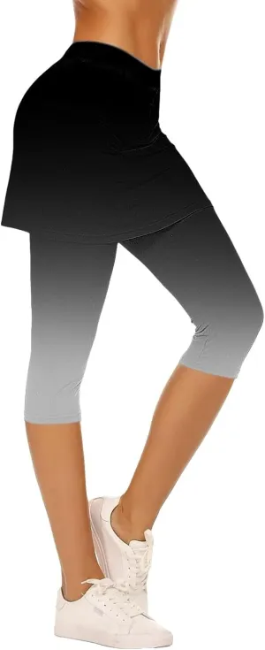 Tennis Skirt with Leggings for Women Solid Skirt Match Booty Lifting Capri Leggings 2025 Workout Gym Yoga Clothes