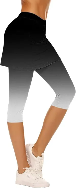 Tennis Skirt with Leggings for Women Solid Skirt Match Booty Lifting Capri Leggings 2025 Workout Gym Yoga Clothes