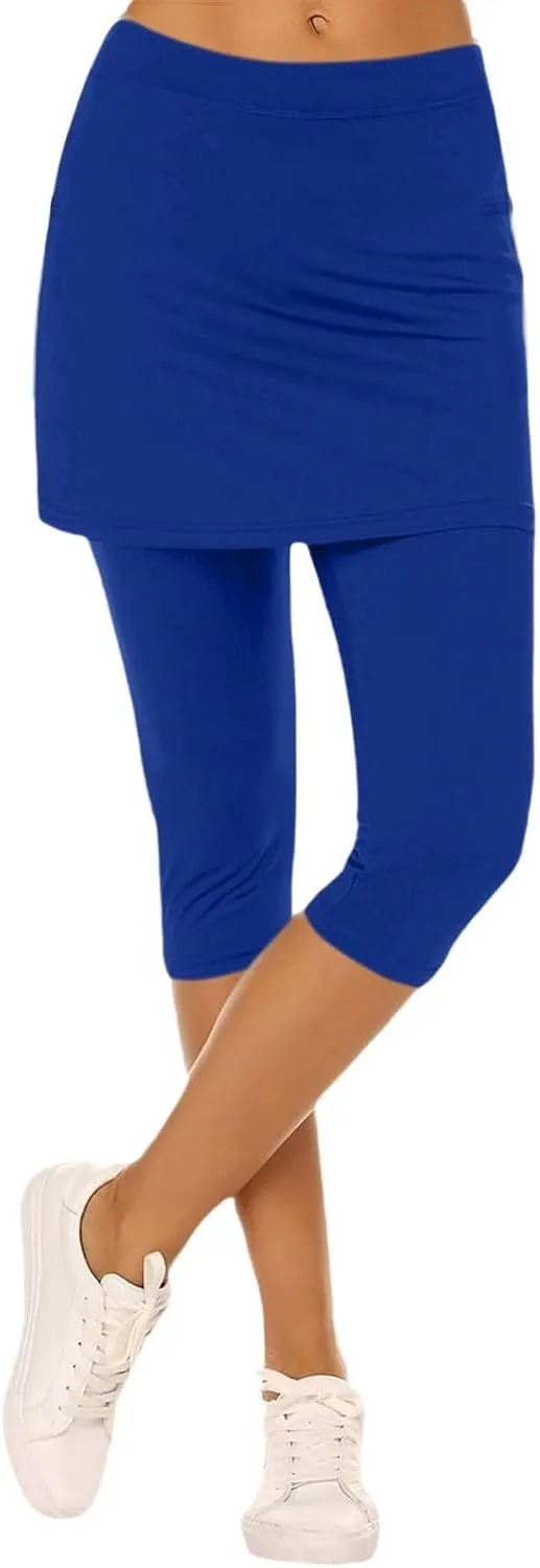 Tennis Skirt with Leggings for Women Solid Skirt Match Booty Lifting Capri Leggings 2025 Workout Gym Yoga Clothes