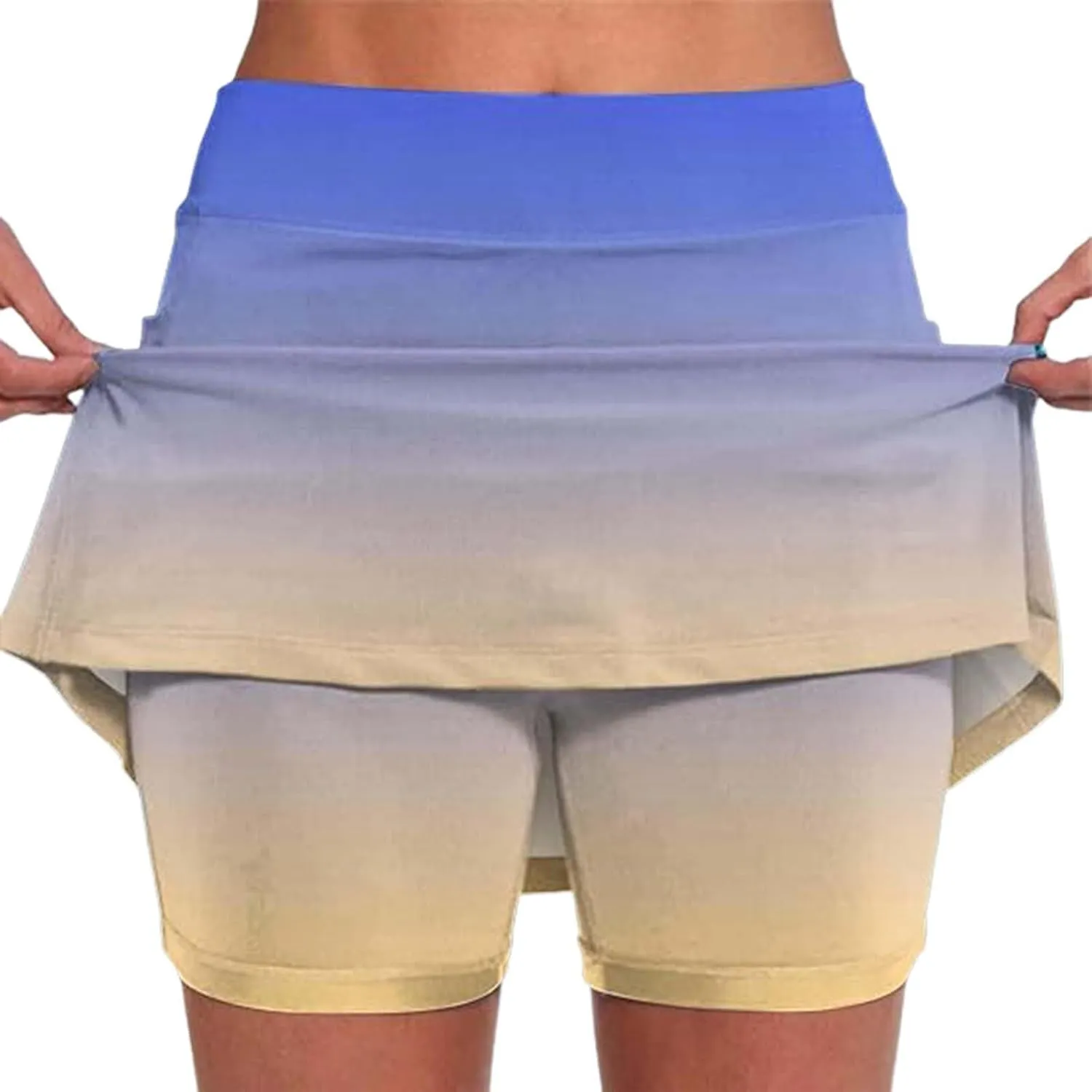 Tennis Skirts for Women with Shorts Tummy Control High Waisted Golf Skorts Running Workout Athletic Midi Skirt 2 in 1