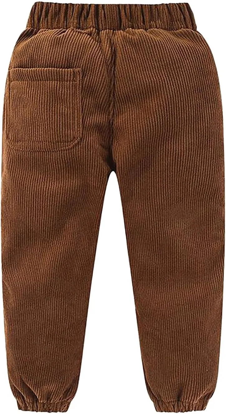 Toddler Boys Girls Kids Corduroy Sweatpants Unisex Elastic Waist Jogger Pants Solid Fall Winter Active Pants Bottoms