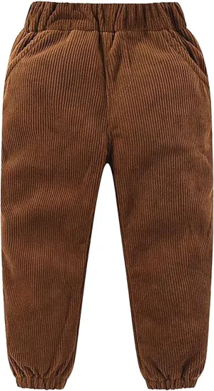 Toddler Boys Girls Kids Corduroy Sweatpants Unisex Elastic Waist Jogger Pants Solid Fall Winter Active Pants Bottoms