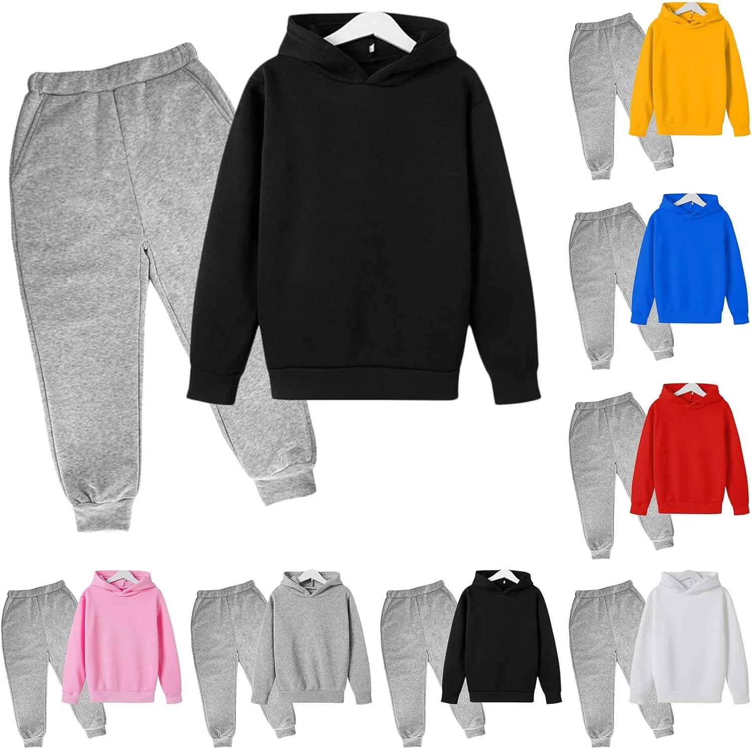 Toddler Little Boy Plaid Sweatsuit Outfits Long Sleeve Hooded Sweatshirt Hoodie Fall Winter Clothes Clothing Set