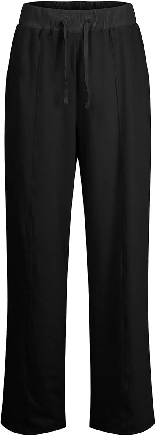 Track Pants Women Soft Wide Leg Sweatpants Drawstring Lounge Pants Women Bottoms Joggers with Pockets Cinch Bottom