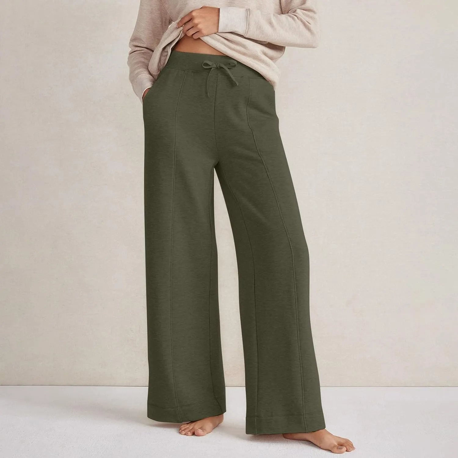 Track Pants Women Soft Wide Leg Sweatpants Drawstring Lounge Pants Women Bottoms Joggers with Pockets Cinch Bottom