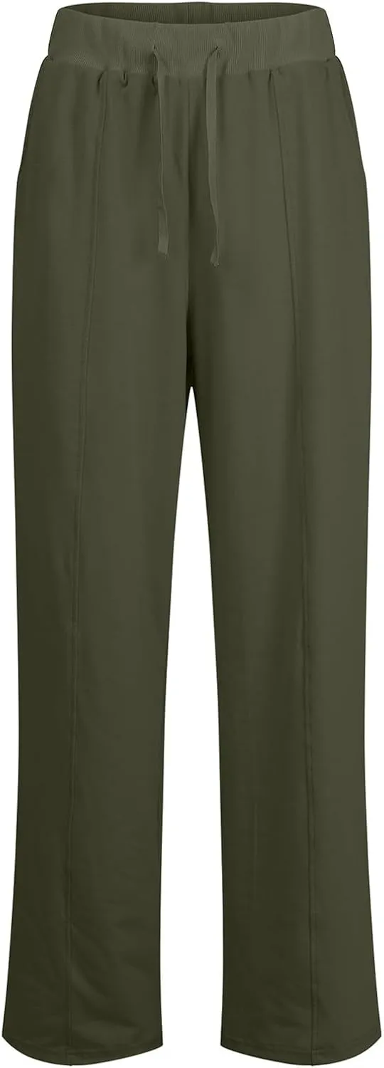 Track Pants Women Soft Wide Leg Sweatpants Drawstring Lounge Pants Women Bottoms Joggers with Pockets Cinch Bottom
