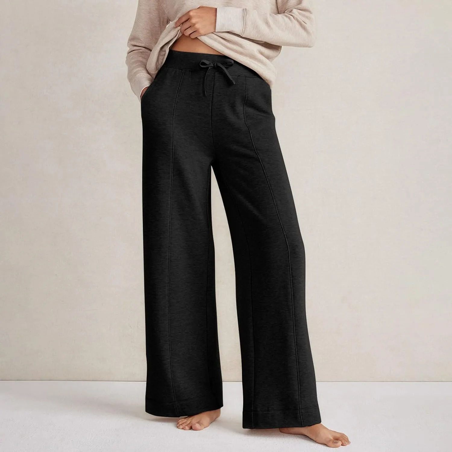 Track Pants Women Soft Wide Leg Sweatpants Drawstring Lounge Pants Women Bottoms Joggers with Pockets Cinch Bottom