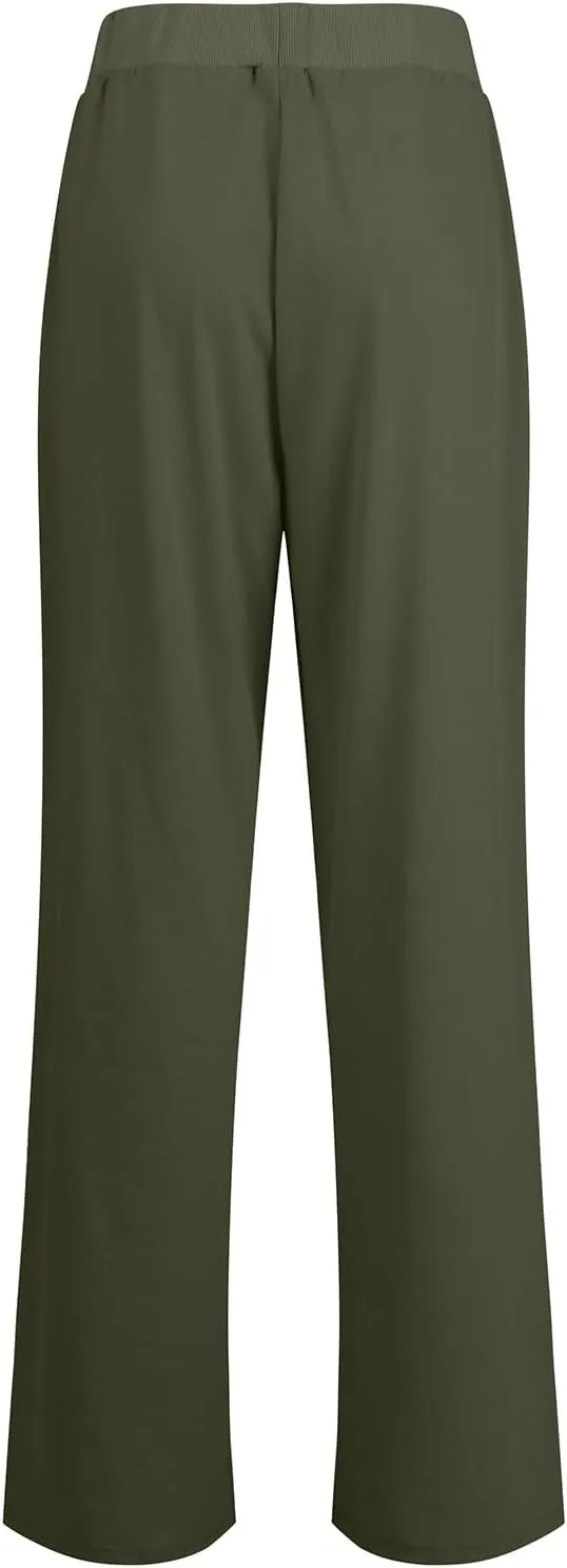 Track Pants Women Soft Wide Leg Sweatpants Drawstring Lounge Pants Women Bottoms Joggers with Pockets Cinch Bottom